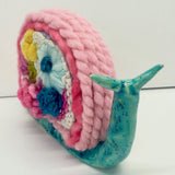 Handmade Ceramic Snail with Botanical Fiber Art Shell