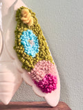 Fiber & Pottery Moth Wall Hanging | Punch Needle on Ceramic | Boho Wall Art | Handmade Mixed Media Decor | One of a Kind
