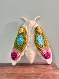 Fiber & Pottery Moth Wall Hanging | Punch Needle on Ceramic | Boho Wall Art | Handmade Mixed Media Decor | One of a Kind
